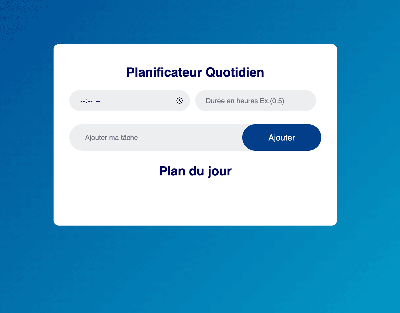 Aperçu du projet Planificateur Quotidien